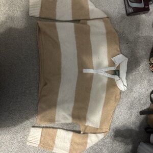 American Eagle Outfitters Tan and Cream Striped Sweater